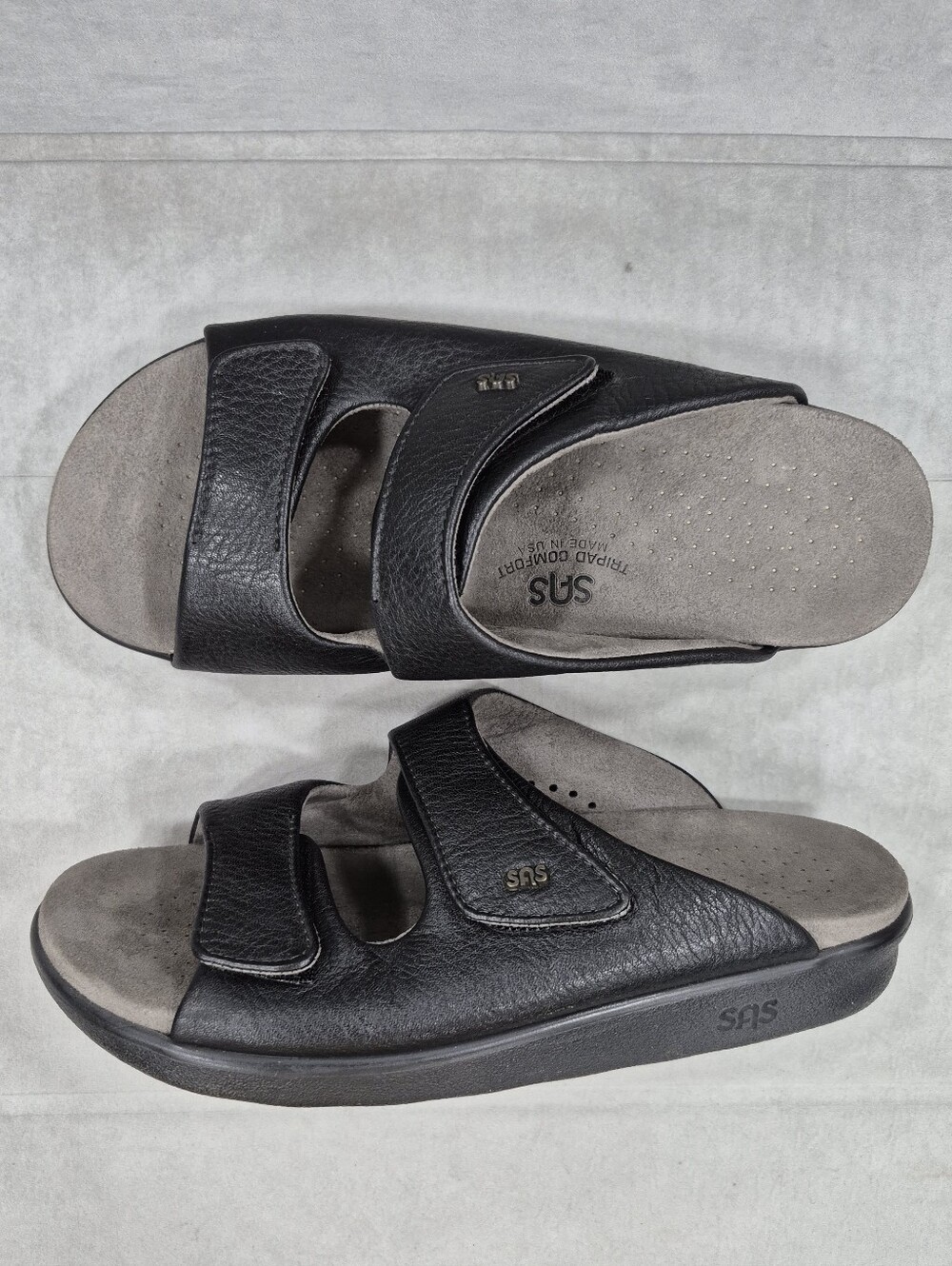 SAS Tripad Cozy Slide sandals women's 8.5M black leather adjustable straps